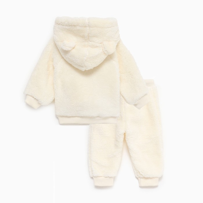 Костюм плюшевый: толстовка и брюки Крошка Я, рост 68-74, молочный