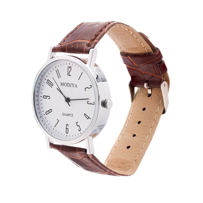 Часы наручные кварцевые мужские, d-4 см, коричневый ремешок Часы наручные кварцевые мужские, d-4 см, коричневый ремешок