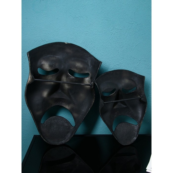 Набор настенных фигур &laquo;Маска грустная&raquo;, полистоун, 60 см, 2 шт, цвет чёрный матовый