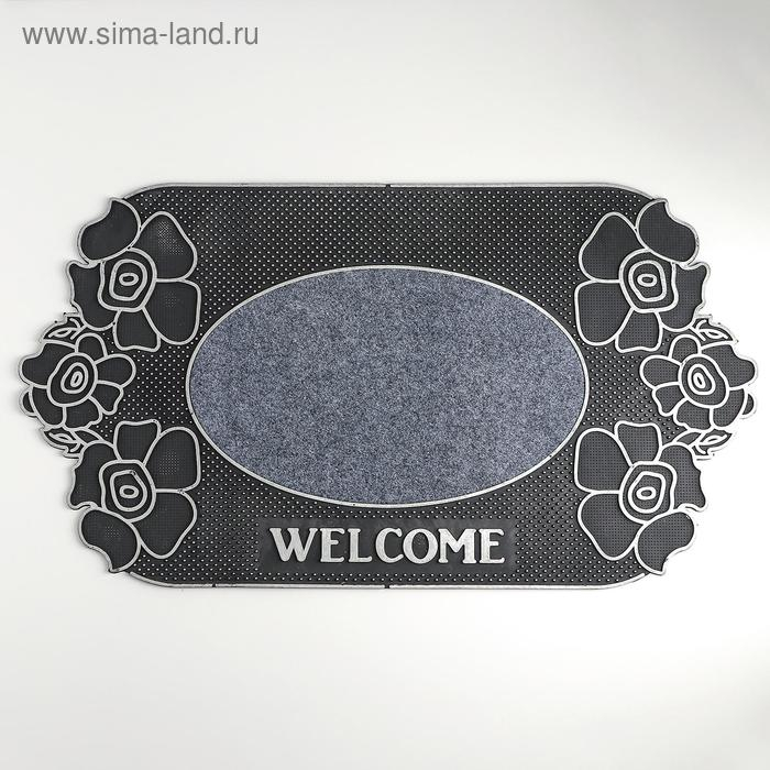 Коврик придверный Доляна &laquo;Welcome цветы&raquo;, 40&times;70 см, цвет МИКС