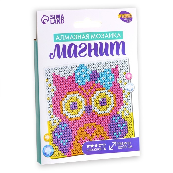 Алмазная мозаика на магните с полным заполнением для детей &laquo;Совушка&raquo;, 10 х 10 см