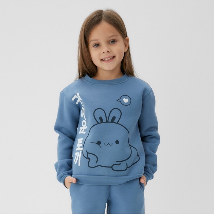 Костюм детский с начёсом (свитшот, брюки) KAFTAN Кролик р.30 (98-104), голубой Костюм детский с начёсом (свитшот, брюки) KAFTAN Кролик р.30 (98-104), голубой