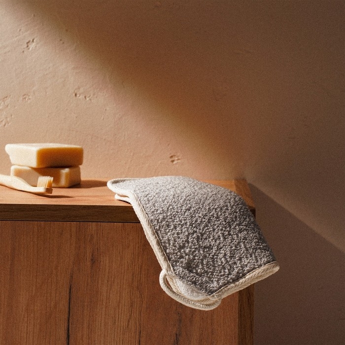 Мочалка массажная SL Home &laquo;Ортика&raquo;, бамбуковое волокно, 21&times;20,5 см, цвет бежевый