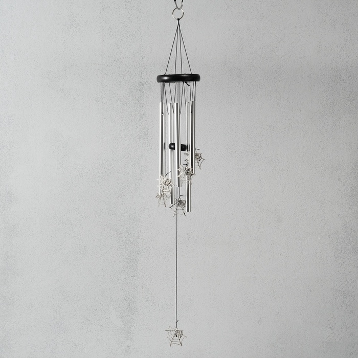 Музыка ветра металл "Паук на паутине" 5 трубок 60 см