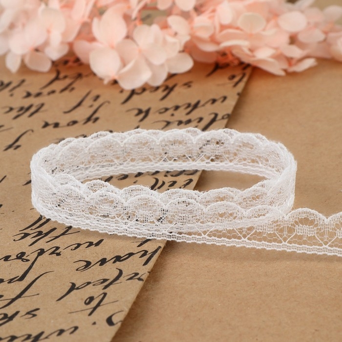 Кружево капроновое, 13 мм × 10 ± 1 м, цвет белый Кружево капроновое, 13 мм × 10 ± 1 м, цвет белый