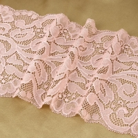 Кружевная эластичная ткань, 170 мм &times; 2,7 &plusmn; 0,5 м, цвет розово-бежевый