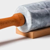 Скалка из мрамора Magistro, с подставкой, 45×5 см, цвет белый Скалка из мрамора Magistro, с подставкой, 45×5 см, цвет белый