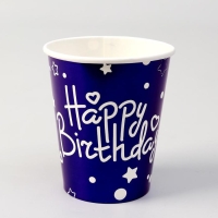 Стаканы бумажные &laquo;С Днём рождения&raquo;, в наборе 6 штук, цвет синий