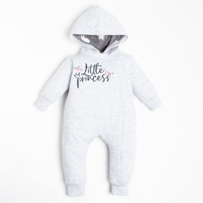 Комбинезон с капюшоном Крошка Я "Princess", рост 80-86 см, цвет серый