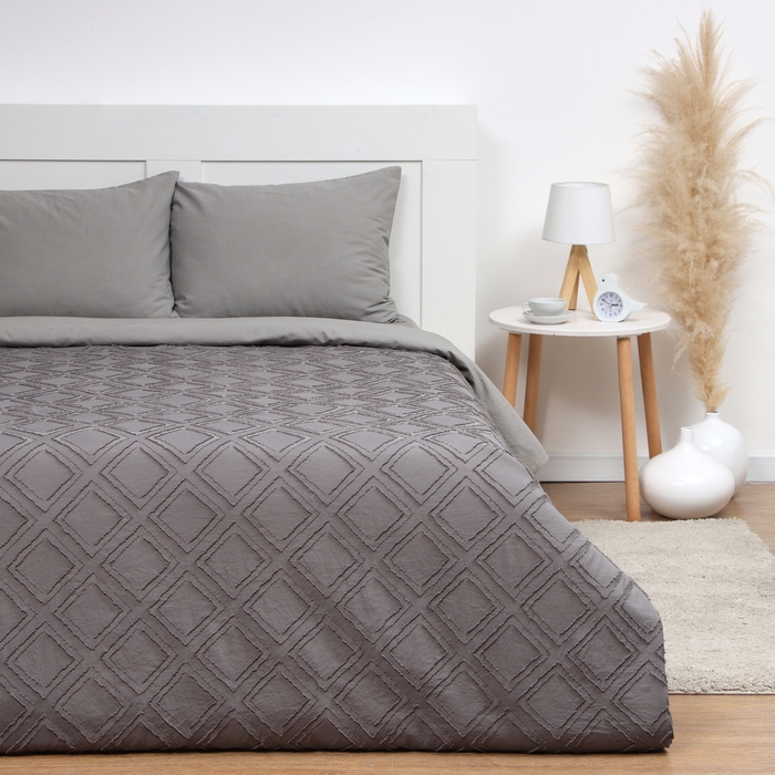 Покрывало LoveLife Tufting: Ромб цв.серый, 150*220&plusmn;5см, микрофайбер, 100% п/э