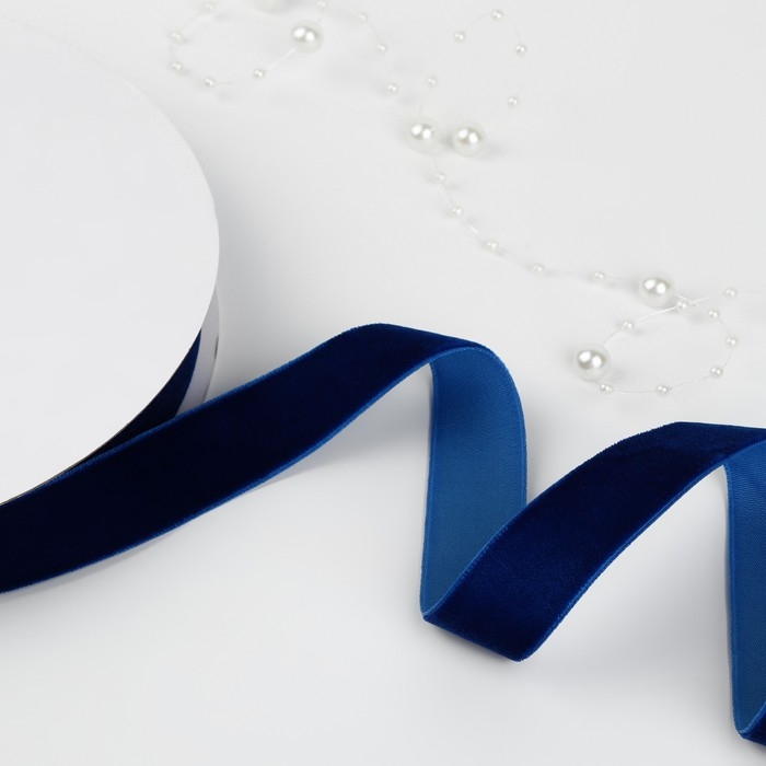 Лента бархатная, 20 мм, 18 &plusmn; 1 м, цвет синий №47