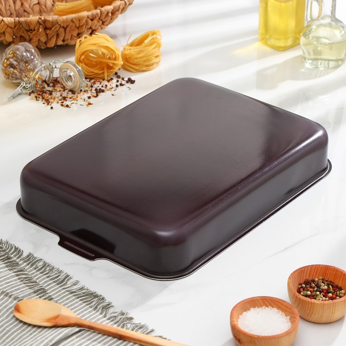 Противень «Хозяюшка», 27×35 см, h=6 см, антипригарное покрытие, цвет бордовый Противень «Хозяюшка», 27×35 см, h=6 см, антипригарное покрытие, цвет бордовый