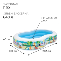 Бассейн надувной &laquo;Морской берег&raquo;, 262 х 160 х 46 см, от 3 лет, 56490NP INTEX