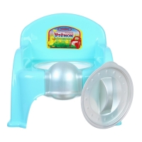 Горшок детский &laquo;Утенок&raquo; с крышкой, светло-бирюзовый / белый 310х295х280мм