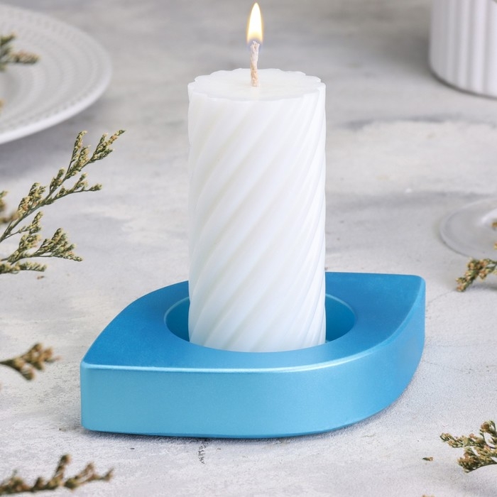 Подсвечник Подсвечник "Глаз. Мрамор" из гипса, 14,5х9,5х2см,голубой