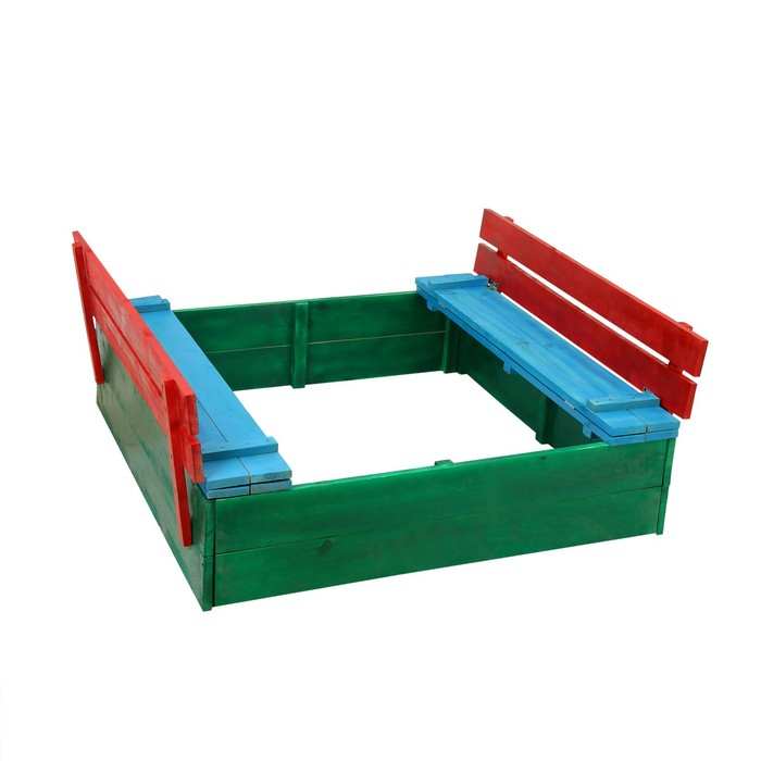 Песочница деревянная, с крышкой, 130 &times; 130 &times; 52 см, сосна, крашеная