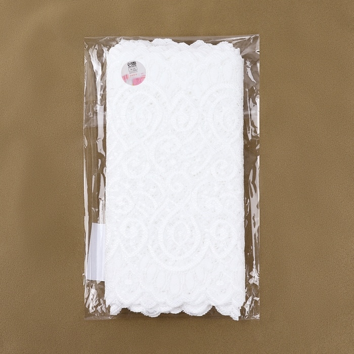 Кружевная эластичная ткань, 180 мм &times; 2,7 &plusmn; 0,5 м, цвет кипенно-белый