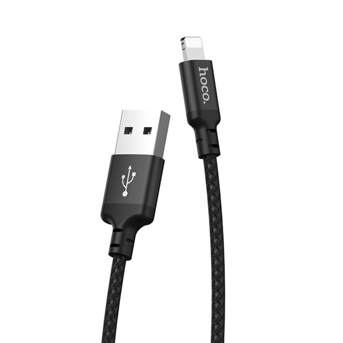 Кабель Hoco X14, Lightning - USB, 2 А, 2 м, быстрая зарядка, оплётка нейлон, чёрный Кабель Hoco X14, Lightning - USB, 2 А, 2 м, быстрая зарядка, оплётка нейлон, чёрный