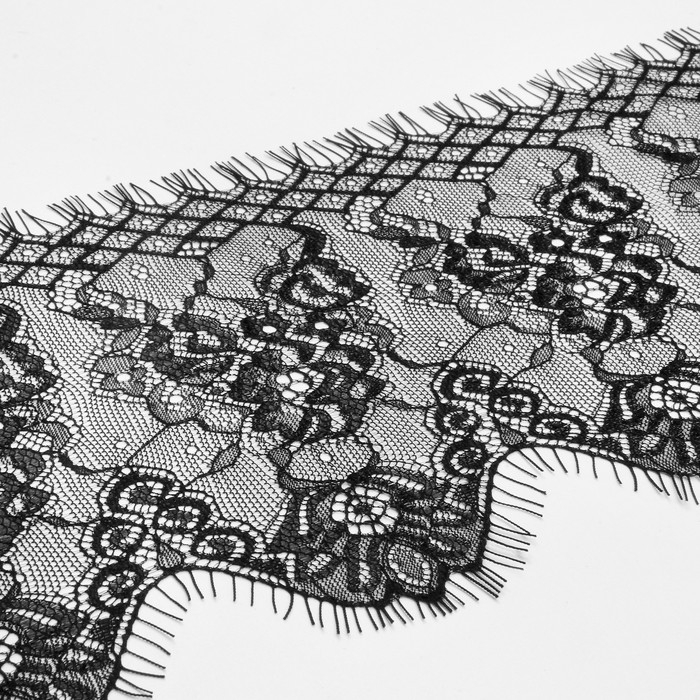 Кружево реснички, 150 мм &times; 3 &plusmn; 0,5 м, цвет чёрный