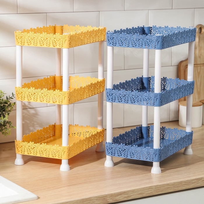 Этажерка 3-х ярусная Доляна &laquo;Ромашки&raquo;, 26&times;17&times;32 см, цвет МИКС