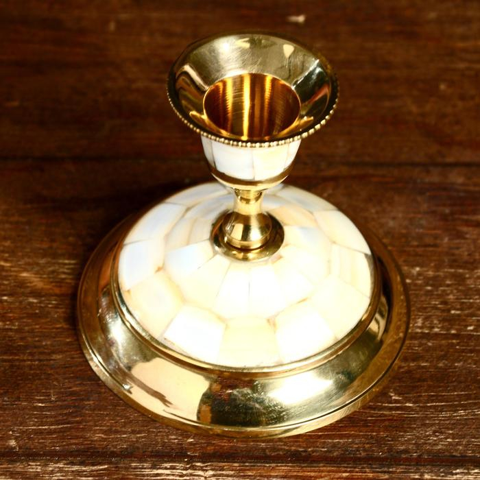 Подсвечник "Маттео" латунь, перламутр 8,5х8,5х8 см