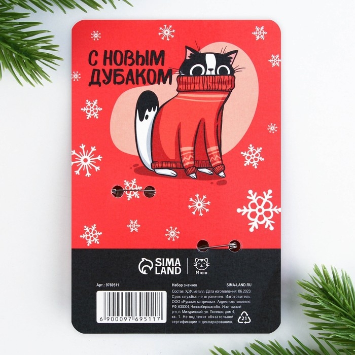 Значки новогодние для друзей парные &laquo;Новый год: У деда мороза попрошу...&raquo;, набор, 2 шт