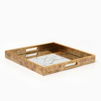 Поднос пластиковый прямоугольный с зеркалом &laquo;Узоры&raquo;, 37 х 37 х 4,5 см сервировочный