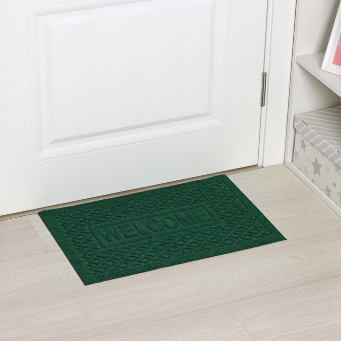 Коврик придверный Доляна Welcome, ромбы, влаговпитывающий, без окантовки, 38&times;58 см, цвет МИКС