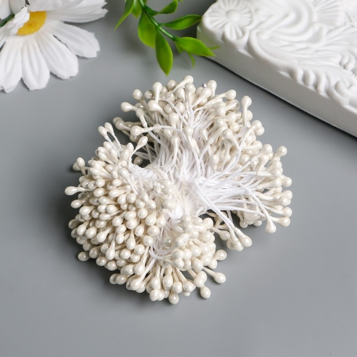 Тычинки для цветов Тычинки для цветов "Капельки глянец белые" набор 300 шт длина 6 см