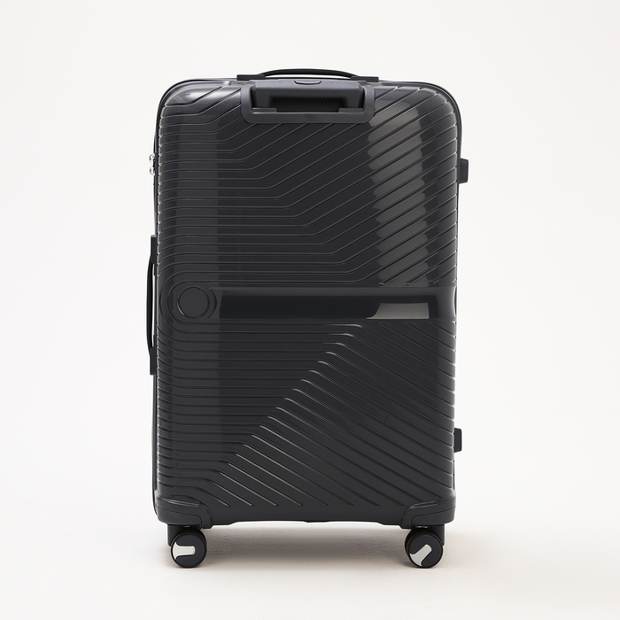 Чемодан большой 100 л (L), отдел на молнии, кодовый замок, 4 колеса, цвет тёмно-серый