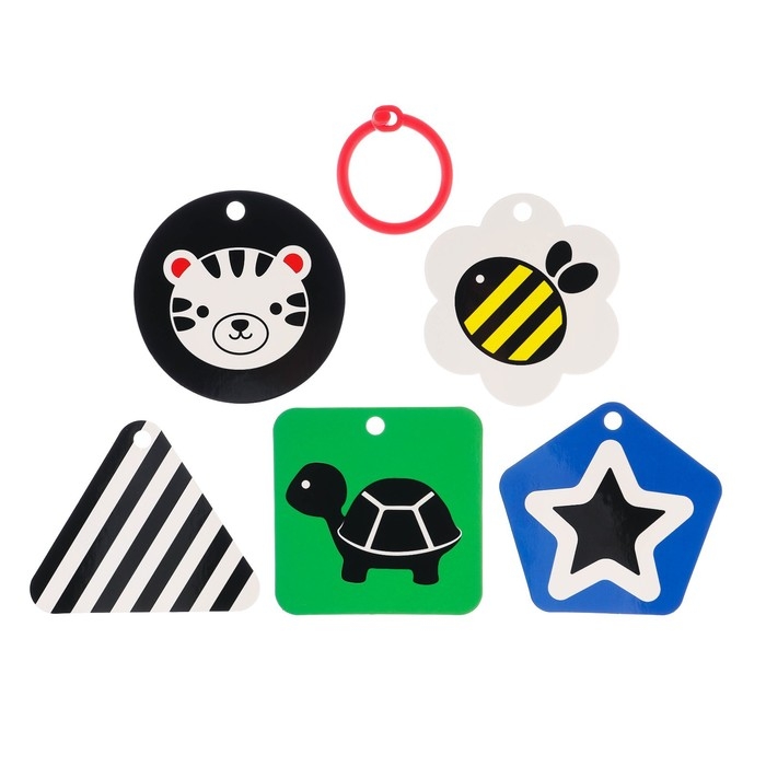 Развивающая игрушка по методике Г. Домана карточки на кольце &laquo;Зверята&raquo;, 5 шт., Крошка Я