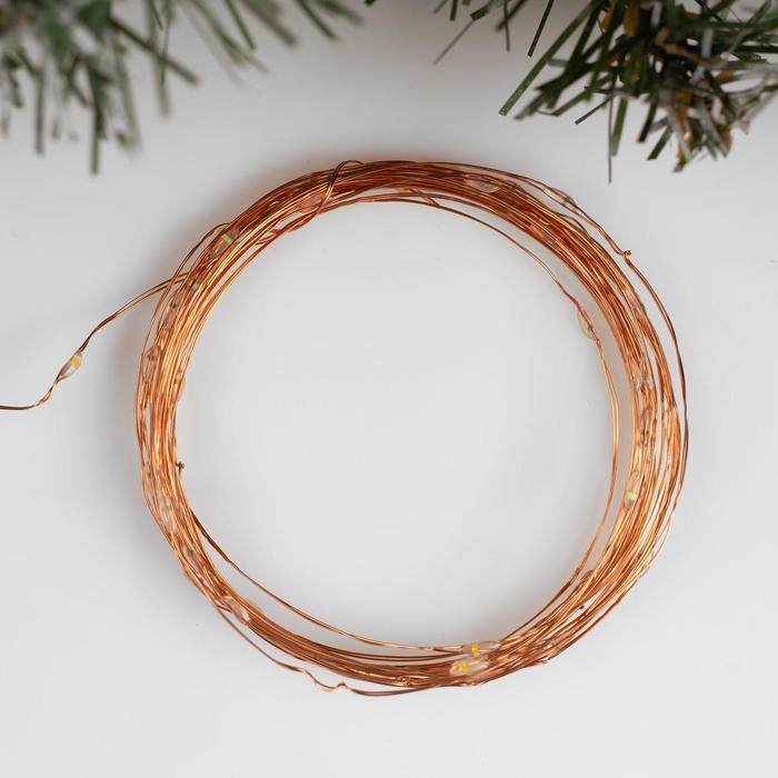 Гирлянда &laquo;Нить&raquo; 5 м роса, IP20, медная нить, 50 LED, свечение мульти, 2 режима, AAх3