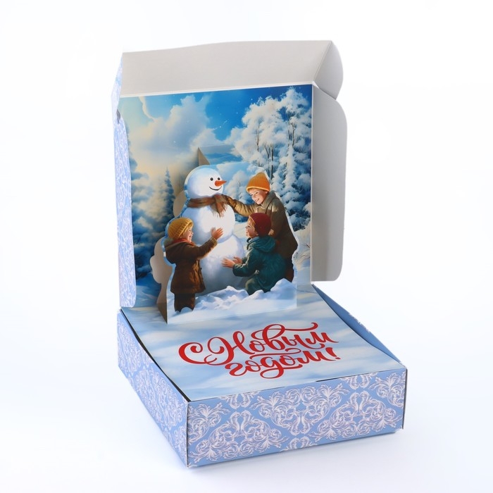 Подарочная коробка новогодняя складная &laquo;Зимняя сказка&raquo;, 16.5 &times; 16,5 &times; 5 см