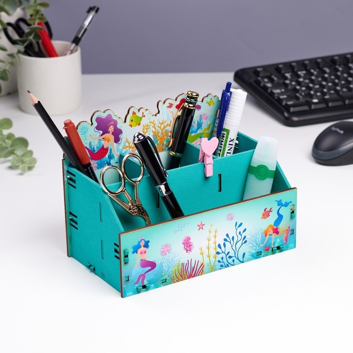 Органайзер для канцелярии Органайзер для канцелярии "Русалочки" 4 отделения 21х11х14,5