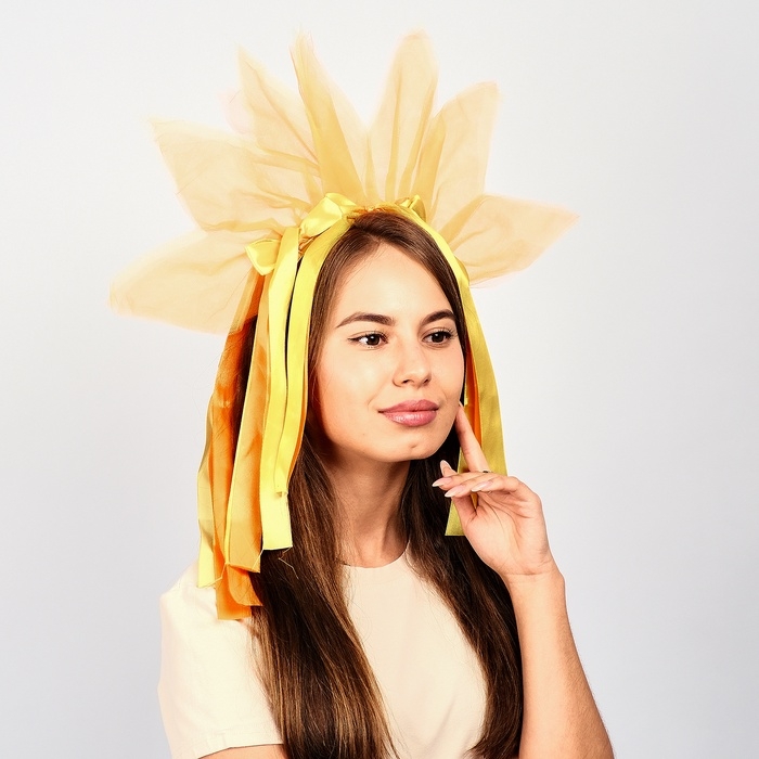 Карнавальный ободок &laquo;Лучистое солнце&raquo;, цвет жёлто-оранжевый