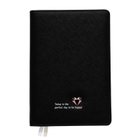 Ежедневник недатированный A5, 160 листов, deVENTE. Be happy!, твёрдая обложка из искусственной кожи с поролоном, кремовый блок 70 г/м2, чёрный Ежедневник недатированный A5, 160 листов, deVENTE. Be happy!, твёрдая обложка из искусственной кожи с поролоном, кремовый блок 70 г/м2, чёрный