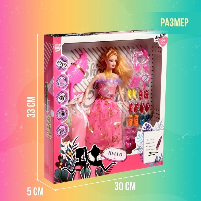 Кукла-модель &laquo;Анжелика&raquo; с набором платьев,обувью и аксессуарами, МИКС