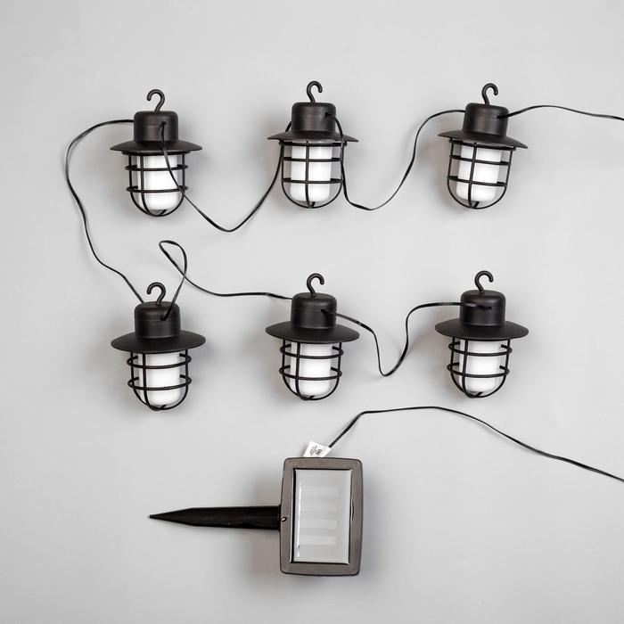 Гирлянда Uniel &laquo;Нить&raquo; 1.8 м с насадками &laquo;Фонарики&raquo;, IP44, тёмная нить, 72 LED, эффект пламени , 1 режим, солнечная батарея