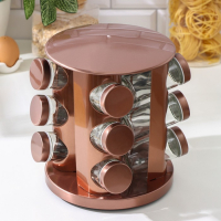 Набор для специй из стекла на подставке &laquo;Профи&raquo;, 100 мл, 19&times;20 см, 12 шт, цвет бронзовый