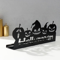 Подсвечник металл на 5 свечей "Хэллоуин. Тыковки" чёрный 14х29,5х6 см