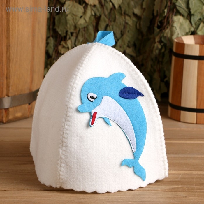 Шапка для бани с детской аппликацией Шапка для бани с детской аппликацией "Дельфинчик" войлок