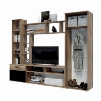 Гостиная КРОКУС Дуб Делано/Черный глянец 2700х2100х470 Гостиная КРОКУС Дуб Делано/Черный глянец 2700х2100х470