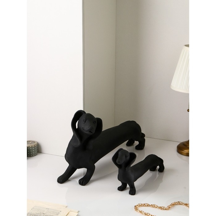 Набор фигур &laquo;Такса&raquo;, полистоун, 35 см, цвет черный матовый