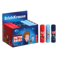 Клей-карандаш 13г ErichKrause EasyStick "Приключения Пети и Волка" PVP, экономичный расход, микс