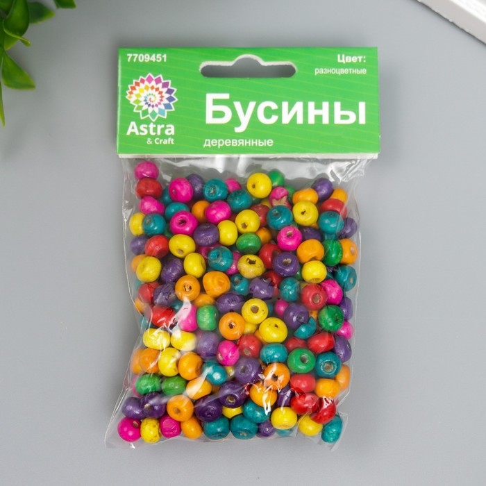 Набор деревянных бусин, 5х6мм, 280шт/упак, цв.разноцветные Набор деревянных бусин, 5х6мм, 280шт/упак, цв.разноцветные