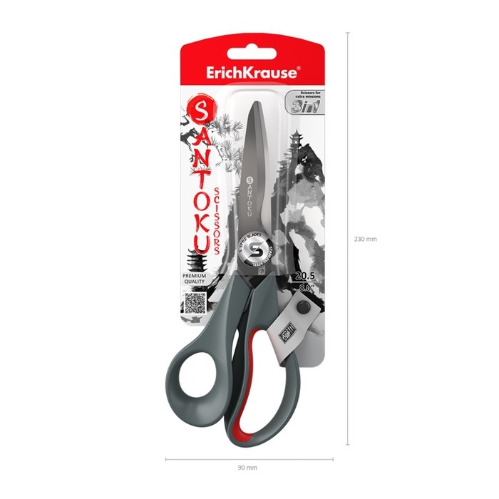 Ножницы 3 в 1, ErichKrause Santoku, 20.5 см, для бумаги, секатор, кусачки, блистер Ножницы 3 в 1, ErichKrause Santoku, 20.5 см, для бумаги, секатор, кусачки, блистер