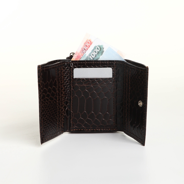 Кошелёк женский на молнии, цвет коричневый