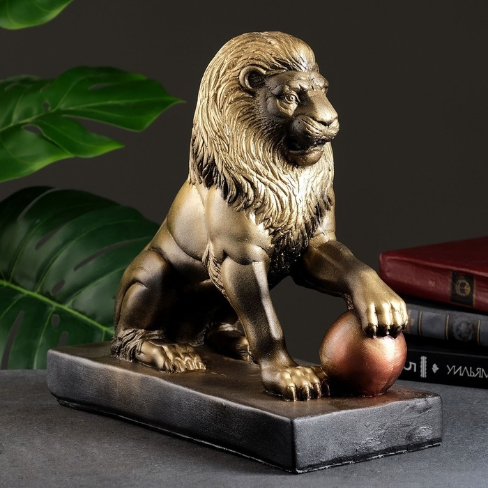 Копилка Копилка "Лев с шаром" черно-золотой, 32х15х35см