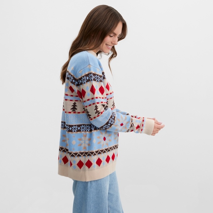 Новый год. Джемпер вязаный KAFTAN Scandinavia размер 56, голубой