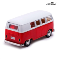 Машина металлическая VOLKSWAGEN TRANSPORTER T1, 1:32, открываются двери, инерция, цвет красный